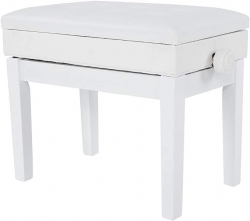 Adjustable Height Piano Bench PU Padded Seat Bench Single Chair Stool Storage White