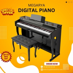 Megarya Professional Design Upright Digital Piano 88 Hammer Action Piano Superimposed Sound Effect USB Jack Electronic Organ Polished Finish (Polished