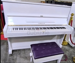 Yamaha U1 White Upright Piano with Bench 