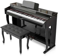 Megarya Polished Black Digital Piano With Bench