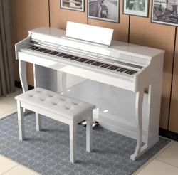 MegArya 88 Keys Graded Hammer Action Beginner Piano M803 With Bench 1 Year Warranty(Polished White)